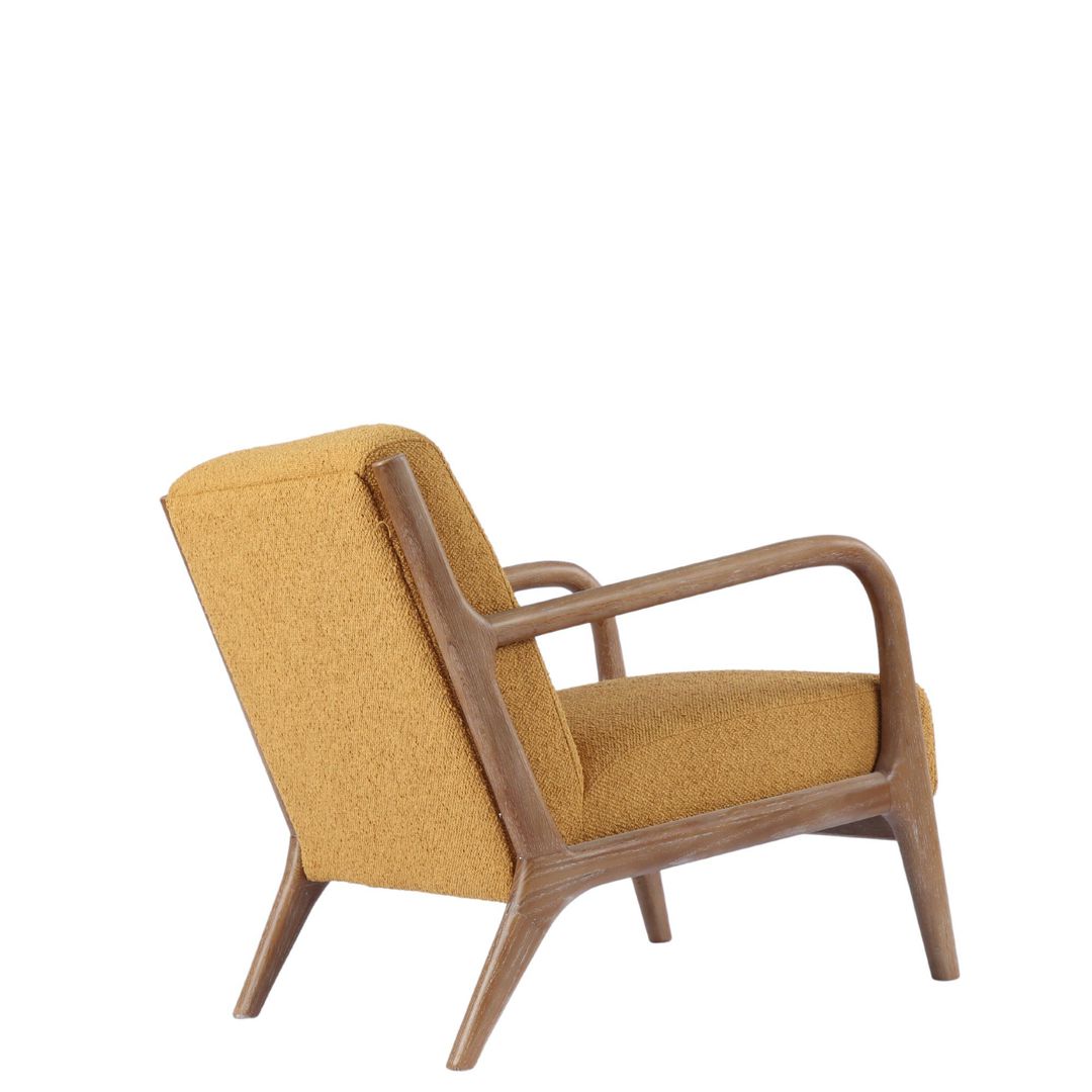 LUCA OCCASIONAL CHAIR FABRIC GOLD WITH WASHED OAK FRAME image 3